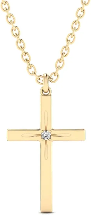 Gelin 14k Solid Gold Diamond Mini Cross Necklace
