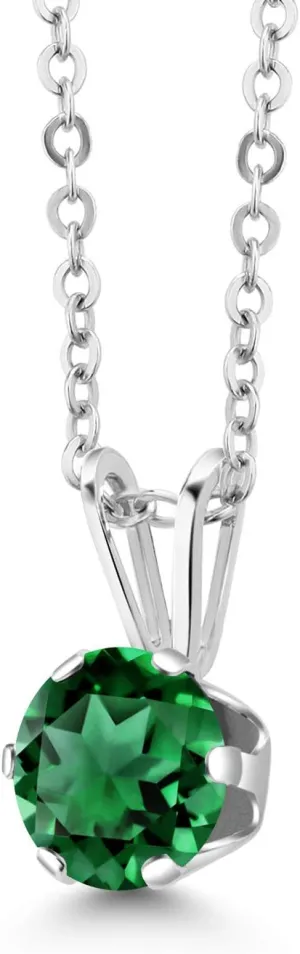 Gem Stone King 925 Silver 6MM Round Gemstone Birthstone Solitaire Pendant Necklace | With 18 inch Silver Chain | Fine Jewelry Gifts for Her Mom Women Wife