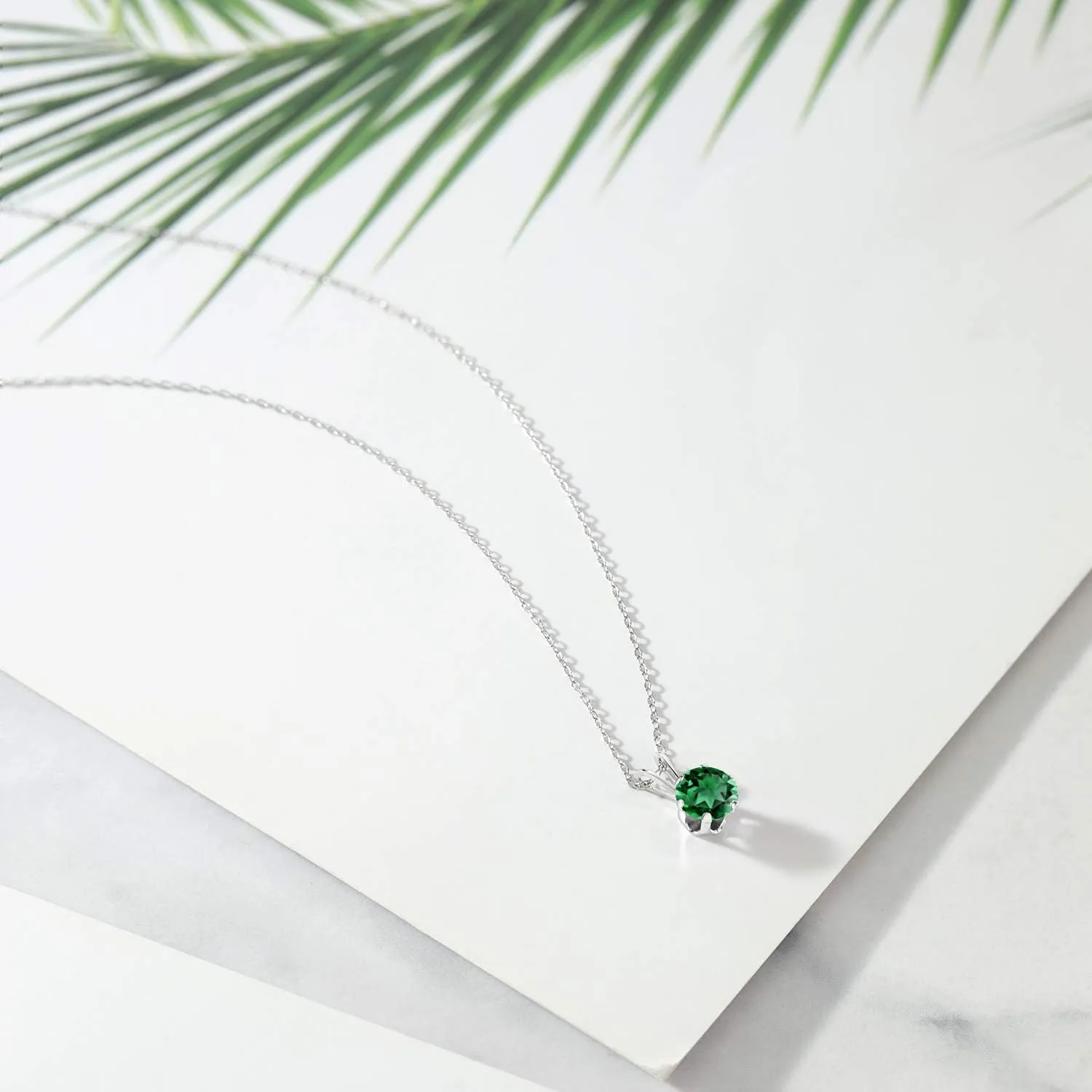 Gem Stone King 925 Silver 6MM Round Gemstone Birthstone Solitaire Pendant Necklace | With 18 inch Silver Chain | Fine Jewelry Gifts for Her Mom Women Wife
