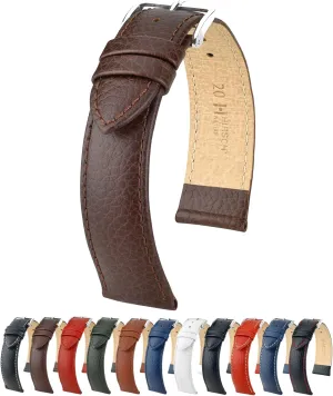 Genuine Calf Leather Watch Band Buffalo Grain - Choose Color & Size - Classic Styled Excellent Quality Watch Strap HIRSCH Kansas
