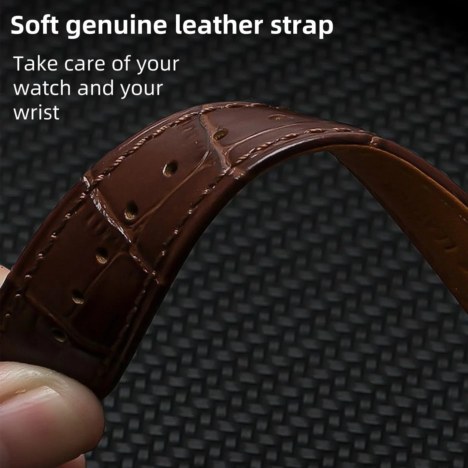 Genuine Leather Watch Bands,Quick Release Italian Alligator Grain Calfskin Genuine Leather,Business Casual Universal Watch Strap Replacement Band Strap for Men Women 12mm-24mm
