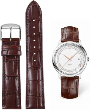 Genuine Leather Watch Bands,Quick Release Italian Alligator Grain Calfskin Genuine Leather,Business Casual Universal Watch Strap Replacement Band Strap for Men Women 12mm-24mm