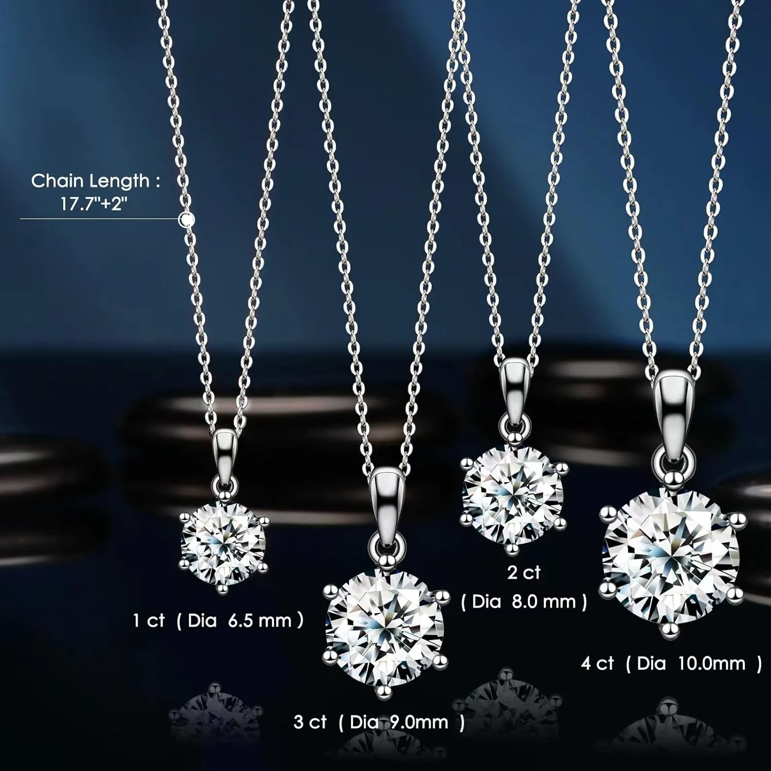 Gifts for Wife Her Mom Daughter Girlfriend Moissanite Necklace for Wife 1CT-4CT Jewelry for Women Birthday Wedding Anniversay Engagements Christmas Valentine Mothers Day Gifts