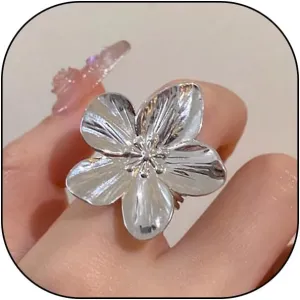 GIGB PBDK Chunky Flower Rings for Women Dainty 14K Gold Flower Midi Rings Exaggerated Adjustable Floral Statement Ring Birthday Jewelry Presents for Her