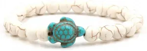 Giwotu Womens Summer Style Sea Turtle Beads Bracelets for Women Men Classic 14 Colors Natural Stone Elastic Friendship Bracelet Beach Jewelry