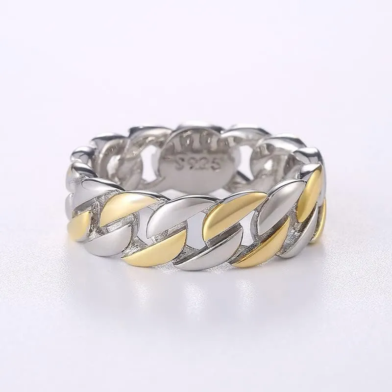 Gixaxak Cuff Link Ring for Women Hip Hop Thumb Rings Fashion Cuban Link Chain Rings 14k Gold Plated Rings for Women Dainty Stacking Chian Thumb Rings Women Ring Two Tone 9