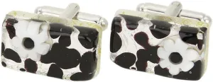 Glass Of Venice Murano Glass Venetian Classic Rectangular Cufflinks - Dark Purple Silver