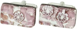 Glass Of Venice Murano Glass Venetian Classic Rectangular Cufflinks - Purple Silver