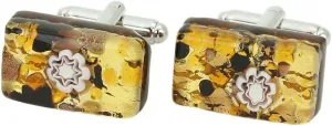 Glass Of Venice Murano Glass Venetian Classic Rectangular Cufflinks - Topaz Gold