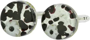 Glass Of Venice Murano Glass Venetian Classic Round Cufflinks - Dark Purple Silver