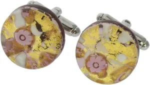 Glass Of Venice Murano Glass Venetian Classic Round Cufflinks - Purple Gold
