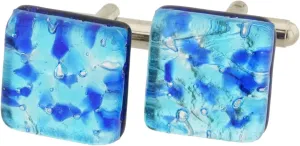 Glass Of Venice Murano Glass Venetian Classic Square Cufflinks - Aqua Blue