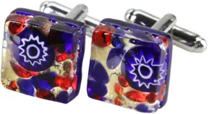 Glass Of Venice Murano Glass Venetian Classic Square Cufflinks - Blue Red