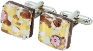 Glass Of Venice Murano Glass Venetian Classic Square Cufflinks - Purple Gold