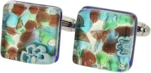 Glass Of Venice Murano Glass Venetian Classic Square Cufflinks - Silver Meadow