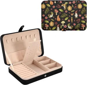 Gnome Mushroom Jewelry Box for Women Girls, PU Leather Jewelry Travel Organizer, Portable Small Jewelry Case, Personalized Jewelry Storage Holder for Ring Earrings Necklace Bracelet boxes