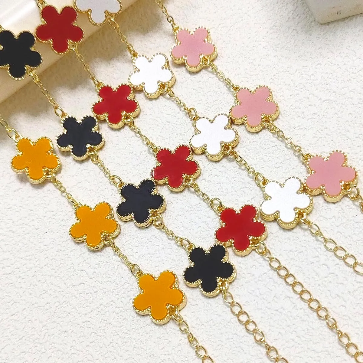 Gold Bracelets for Women 2Pcs Stackable Gold Bracelet 18K Gold Plated Enamel Bangle Floral Bracelet Set Trendy Gifts for Women