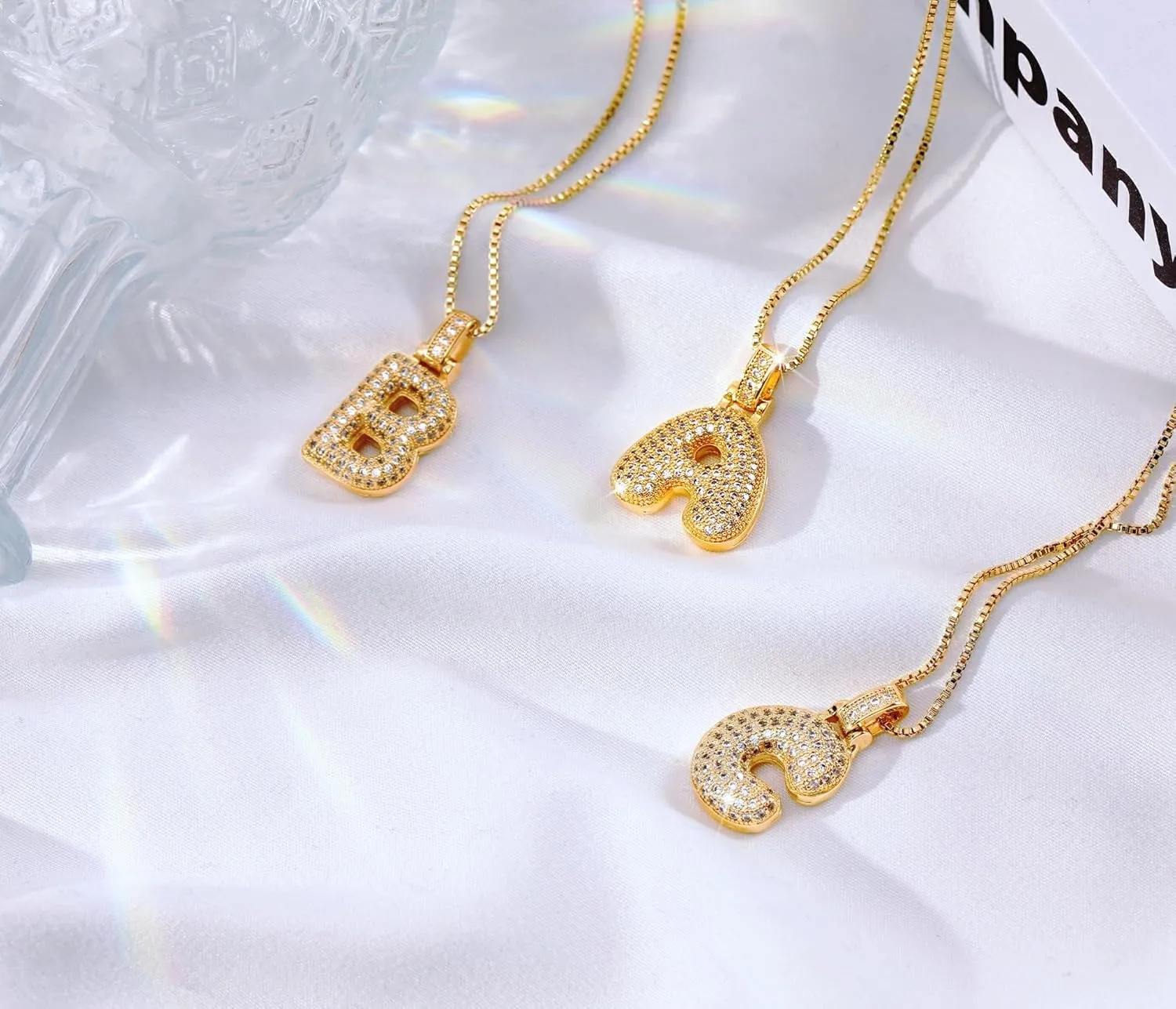 Gold Bubble Letter Necklace for Women, 14k Gold Plated Balloon Initial Letter Pendant Necklace Dainty Fashion Charm Necklaces for Women Trendy Chunky Custom Name Necklace Gold Jewelry for Women