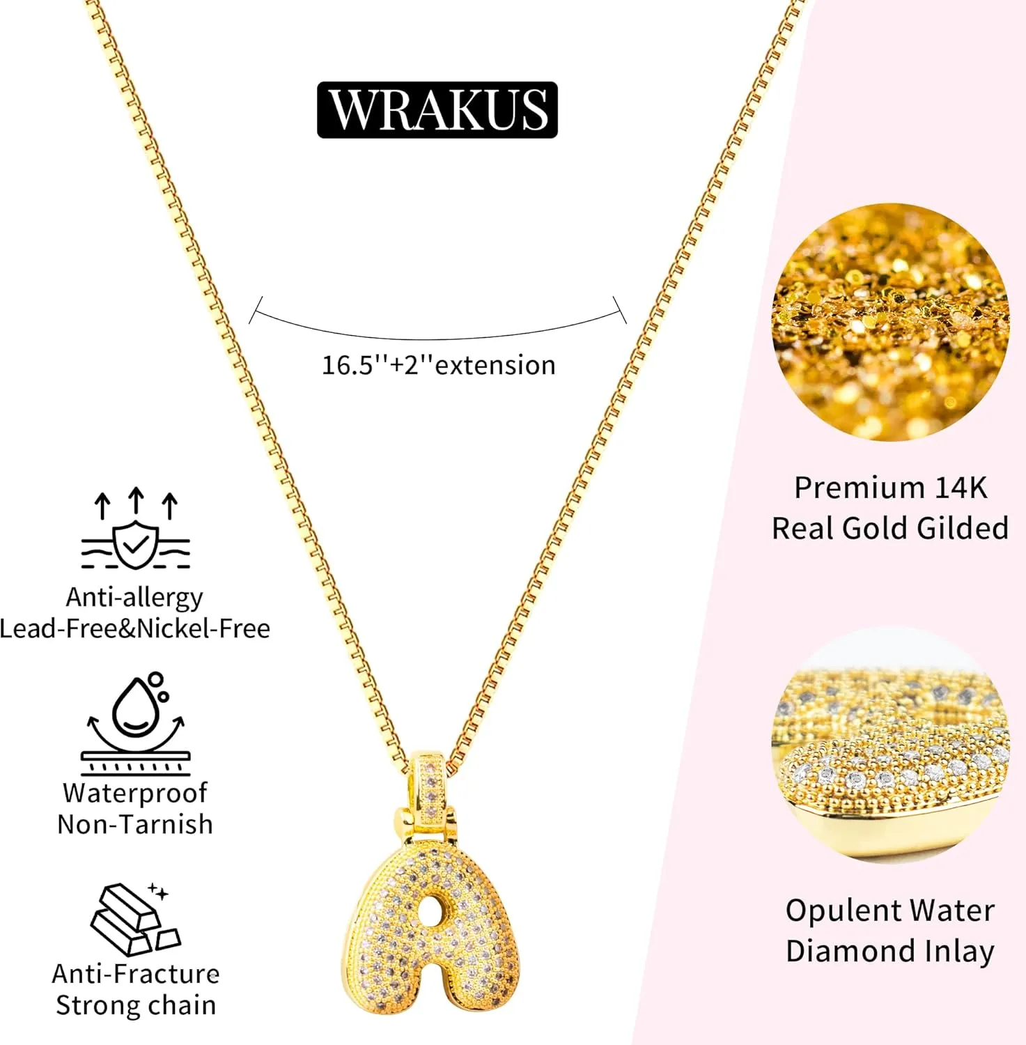 Gold Bubble Letter Necklace for Women, 14k Gold Plated Balloon Initial Letter Pendant Necklace Dainty Fashion Charm Necklaces for Women Trendy Chunky Custom Name Necklace Gold Jewelry for Women