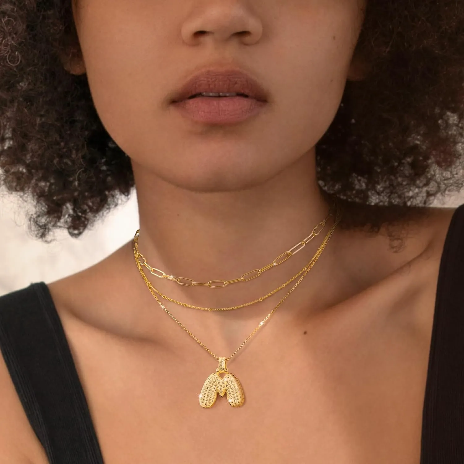 Gold Bubble Letter Necklace for Women, 14k Gold Plated Balloon Initial Letter Pendant Necklace Dainty Fashion Charm Necklaces for Women Trendy Chunky Custom Name Necklace Gold Jewelry for Women