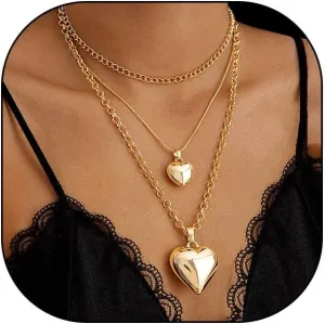 Gold Chunky Heart Pendant Necklaces for Women Punk Layered Puffy Heart Choker Necklace Hip Hop Stacked Love Heart Necklace Women Trendy Y2K Jewelry Gifts