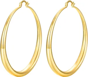 Gold Chunky Hoop Earrings for Women - 14k Gold Plated with 925 Sterling Silver Post Thick Hoops Earrings - Lightweight & Hypoallergenic Large Hoop Earrings