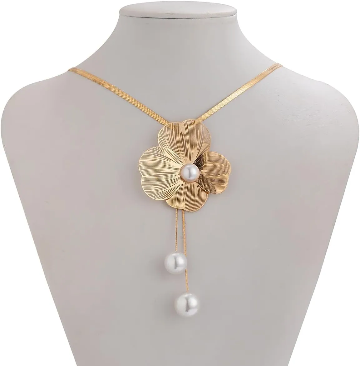 Gold Flower Jewelry Set for Women Statement Flower Earrings Necklace Set Gold Necklace and Earrings Set Large Flower Earrings Necklace for Women