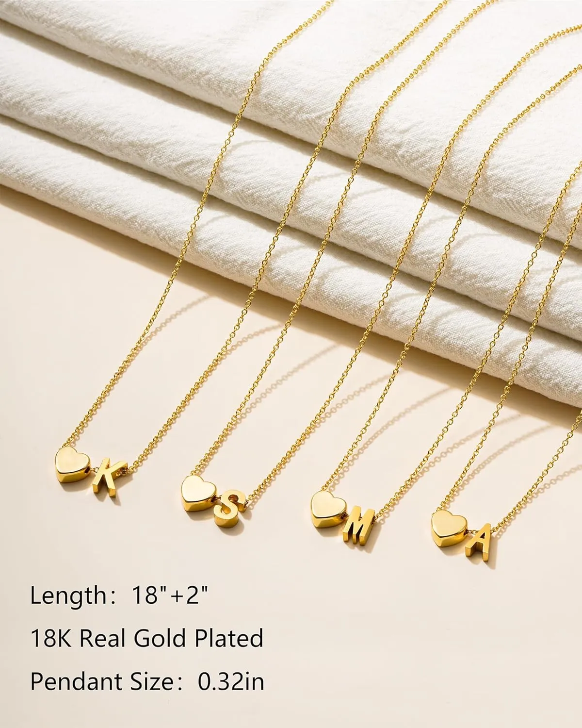 Gold Heart Initial Necklaces for Women Girls - 18K Gold Plated Heart Initial Pendant Necklace Dainty Heart Necklace Tiny Gold Initial Necklace for Women Girls Jewelry Gifts