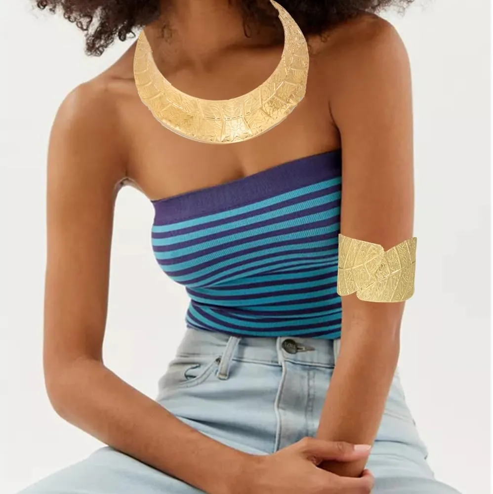 Gold Necklaces for Women Chunky Gold Silver Choker Necklace Statement Egyptian Jewelry for Women Men Gold Costume Jewelry Sets Accessories Gift