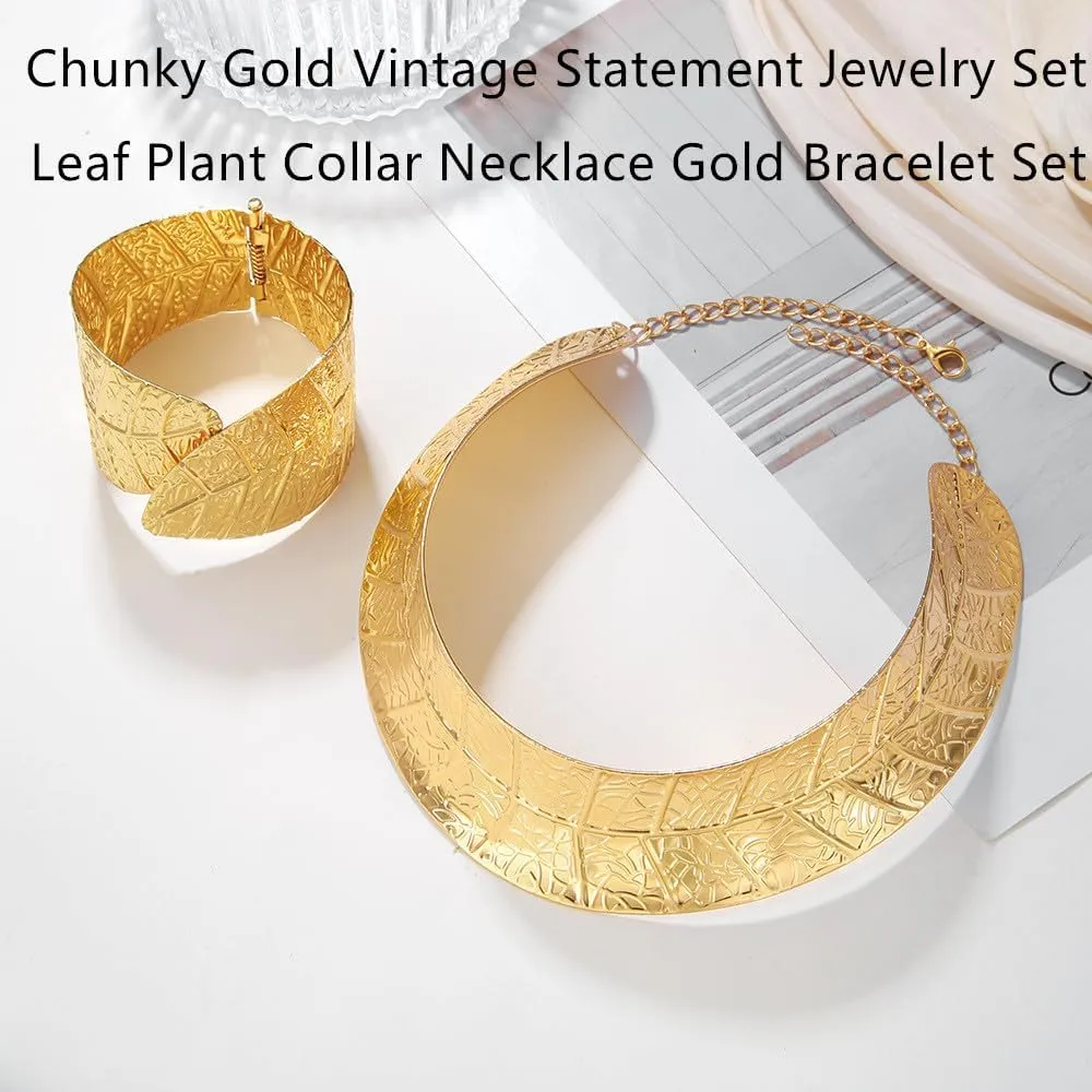 Gold Necklaces for Women Chunky Gold Silver Choker Necklace Statement Egyptian Jewelry for Women Men Gold Costume Jewelry Sets Accessories Gift