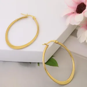 Gold Oval Hoop Earrings For Women, 14k Gold Plated Large Oval Earrings Lightweight Hoop Earrings Hypoallergenic Stainless Steel Earrings For Women Party Prom Jewely