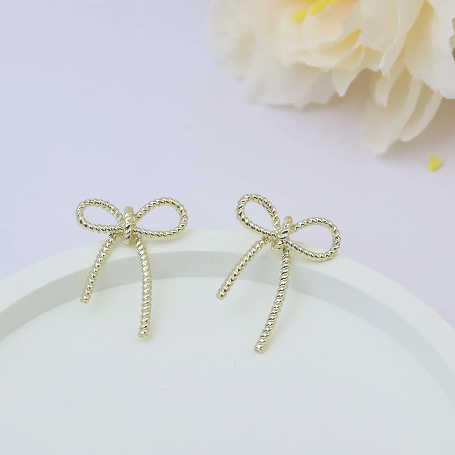 Gold Pearl Bow Earrings For Women S925 Sterling Silver Post Rhinestone Shiny Bow Stud Earrings Simple Cute Gold Pearl Earrings Bow Earrings For Women Trendy For Women