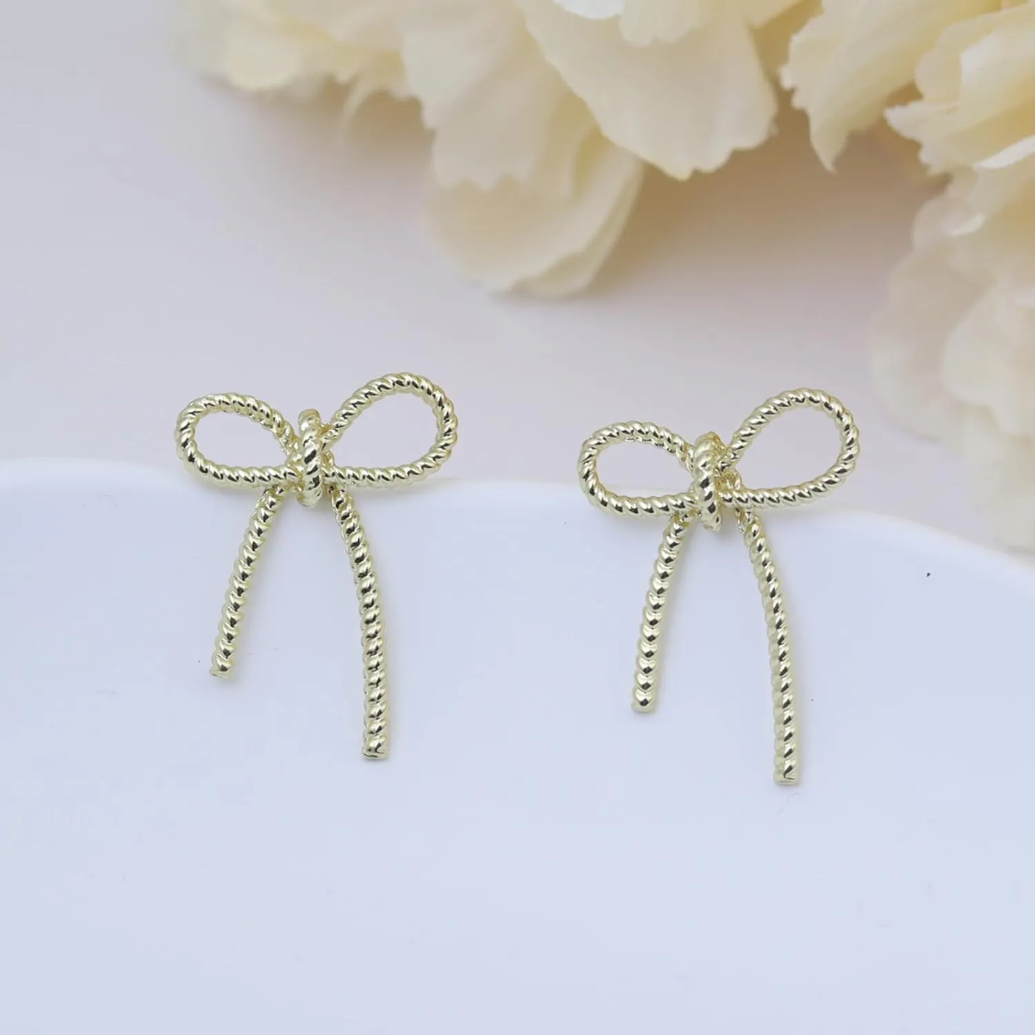 Gold Pearl Bow Earrings For Women S925 Sterling Silver Post Rhinestone Shiny Bow Stud Earrings Simple Cute Gold Pearl Earrings Bow Earrings For Women Trendy For Women