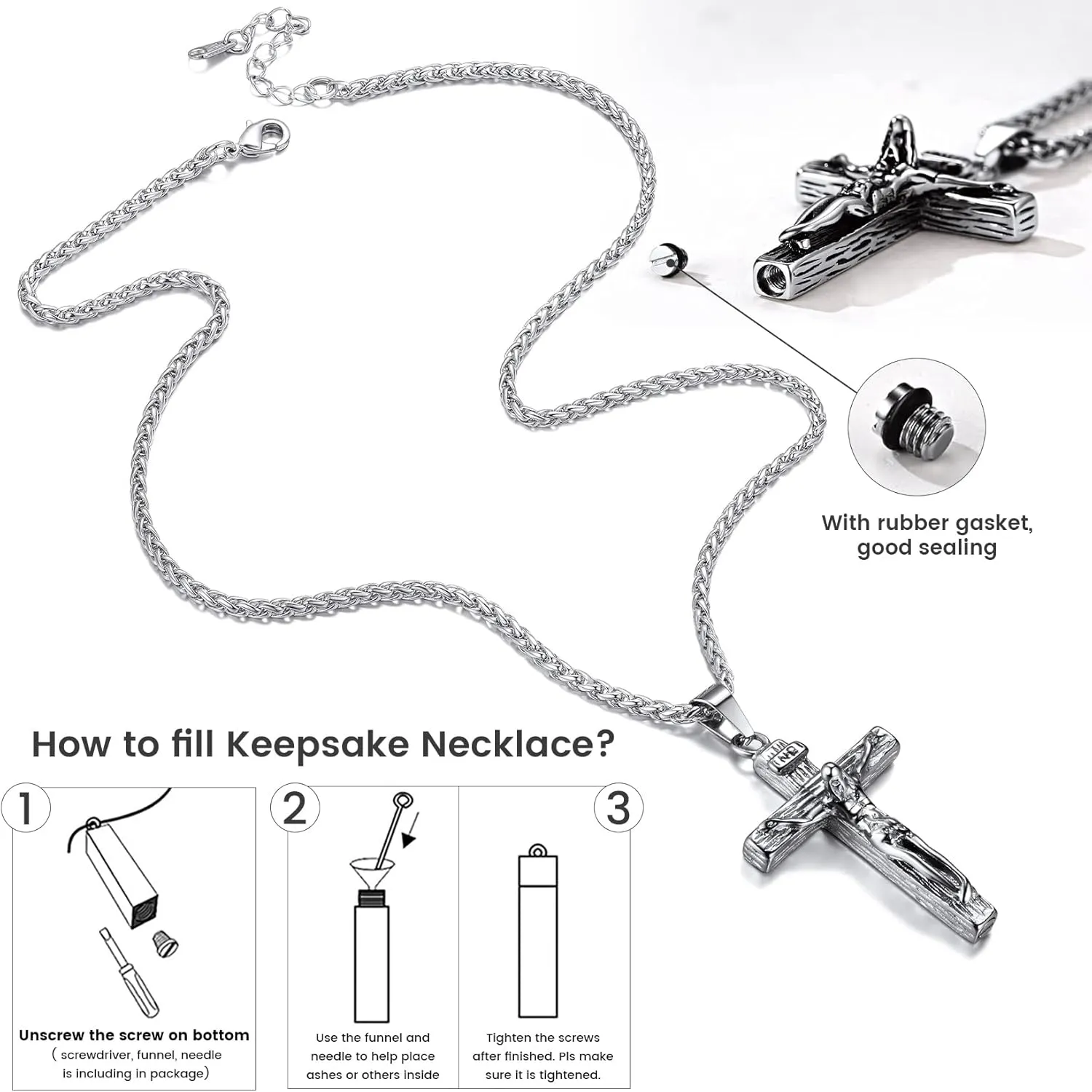 GOLDCHIC JEWELRY Urn Necklaces for Ashes, Stainless Steel Pet/Cross/Birthstone/Tree of Life Personalized Keepsake Memorial Jewelry for Women