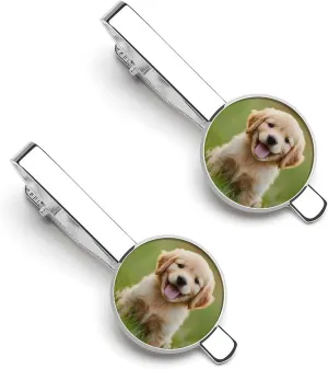Golden Retriever Puppy Tie Clip Classic Necktie Bar Pinch Clothing Accessories for Wedding Party Business