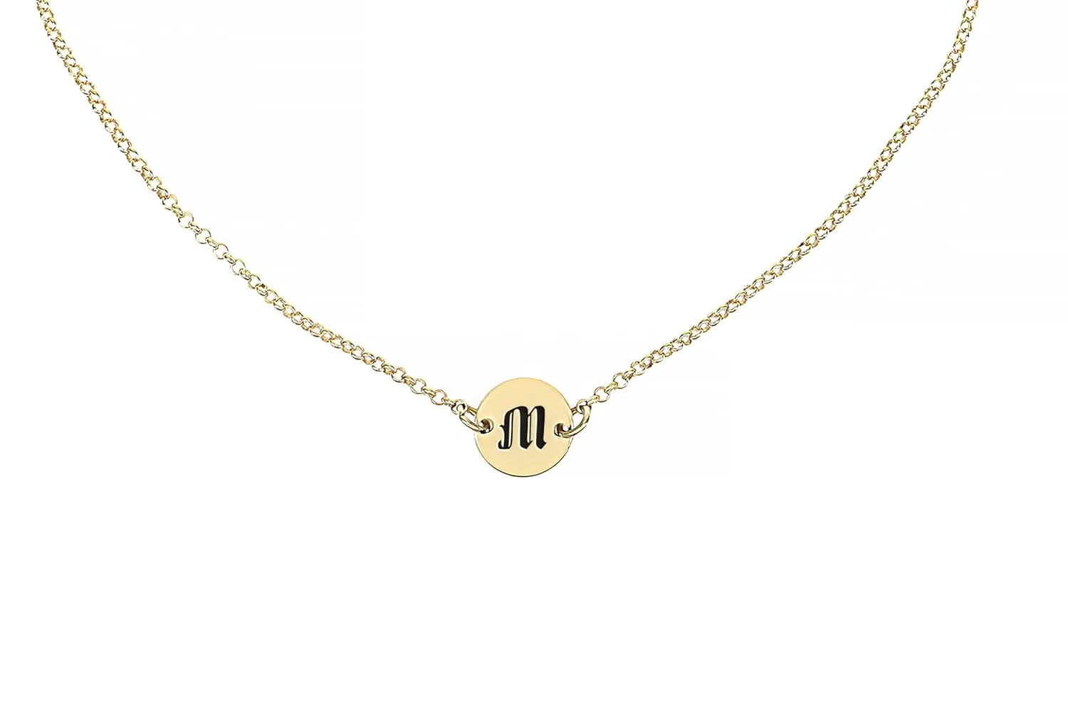Gothic Letter Necklace - Custom Name Initial Round Pendant - Gift for Her