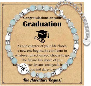 Graduation Gift for Her Handmade Bracelet Semi-Gem Stone Bracelet for Women Compass Bracelet Friendship Bracelet Couple Gifts Back to School High School College Graduation Gifts