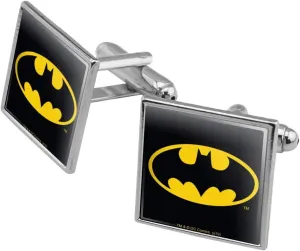 GRAPHICS & MORE Batman Classic Bat Shield Logo Square Cufflink Set - Silver or Gold