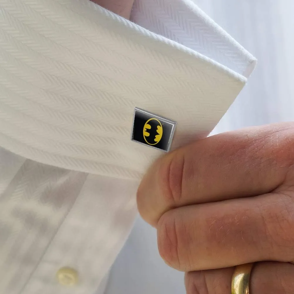 GRAPHICS & MORE Batman Classic Bat Shield Logo Square Cufflink Set - Silver or Gold