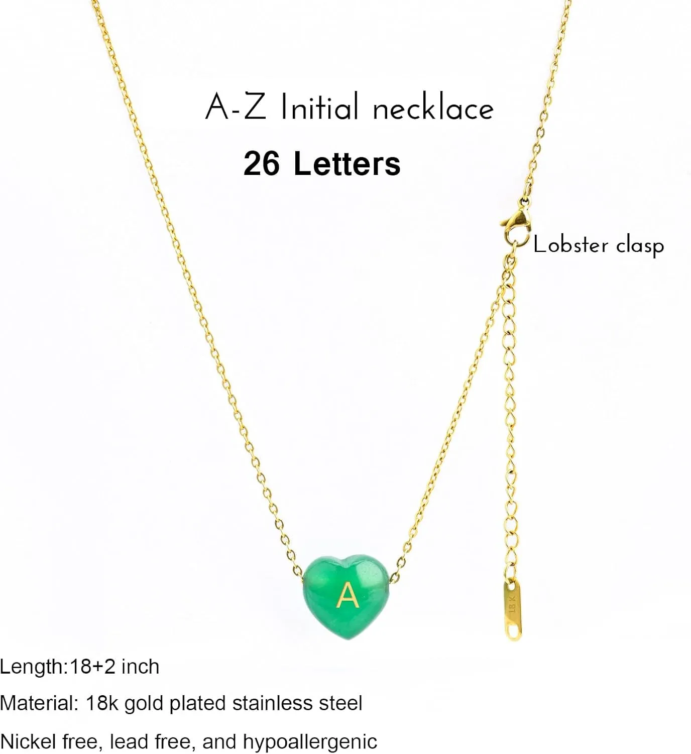 Green Jade Necklaces for st Patricks Day Decorations Accessories, Green Heart Jewelry Gifts for Women Teen Girls, Dainty Gemstone 18k Gold Necklace Birthday Gifts for Mom Daughter