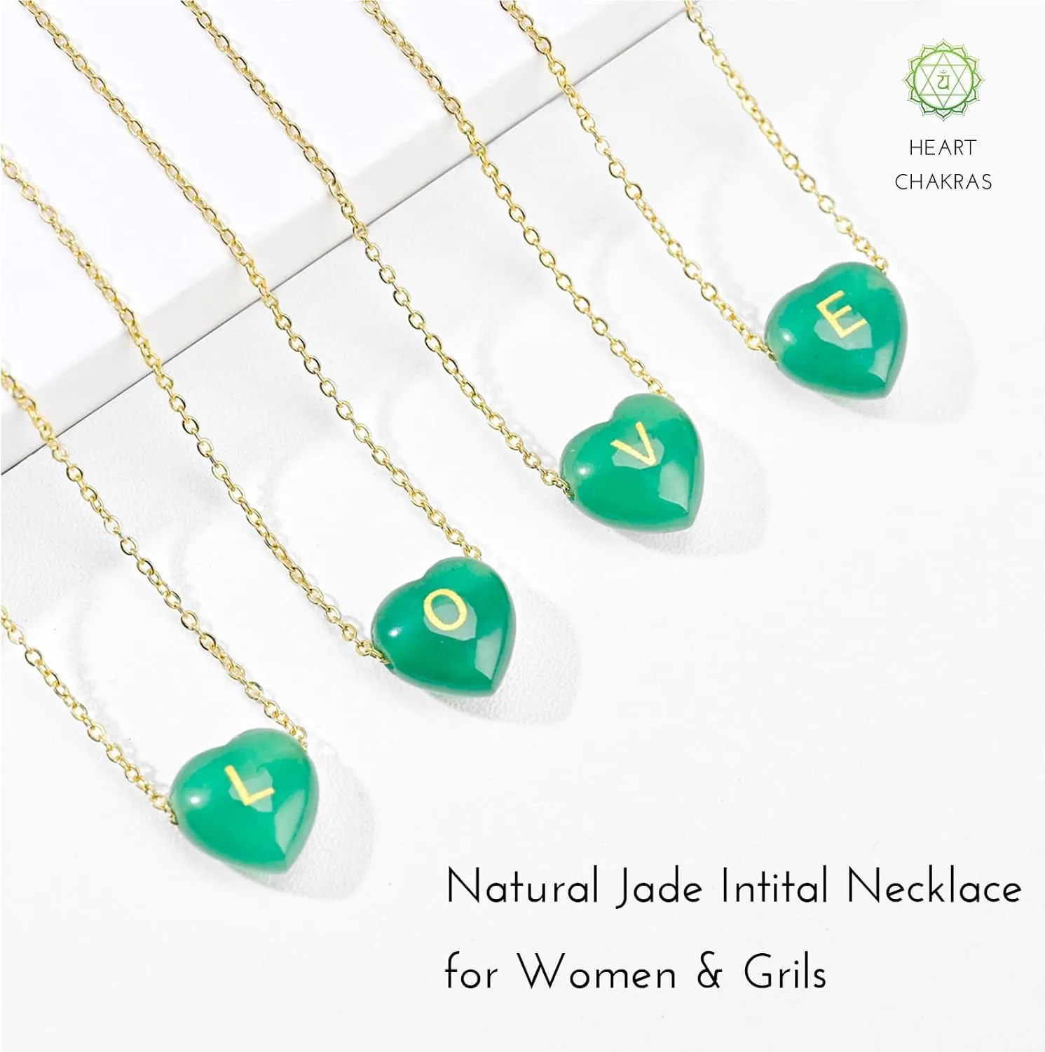 Green Jade Necklaces for st Patricks Day Decorations Accessories, Green Heart Jewelry Gifts for Women Teen Girls, Dainty Gemstone 18k Gold Necklace Birthday Gifts for Mom Daughter