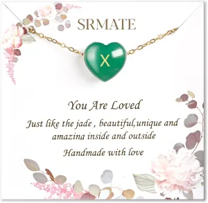 Green Jade Necklaces for st Patricks Day Decorations Accessories, Green Heart Jewelry Gifts for Women Teen Girls, Dainty Gemstone 18k Gold Necklace Birthday Gifts for Mom Daughter