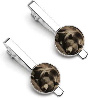 Grizzly Bear Tie Clip Classic Necktie Bar Pinch Clothing Accessories for Wedding Party Business
