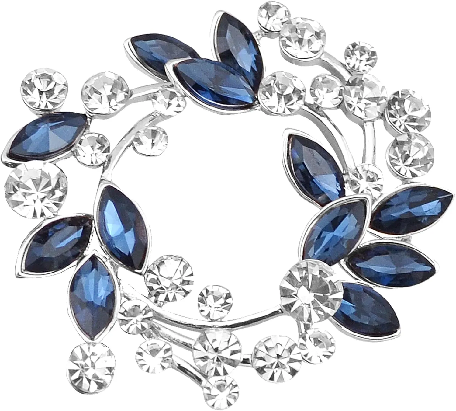 Gyn&Joy Clear Crystal Rhinestone Floral Wreath Pin Brooch BZ005