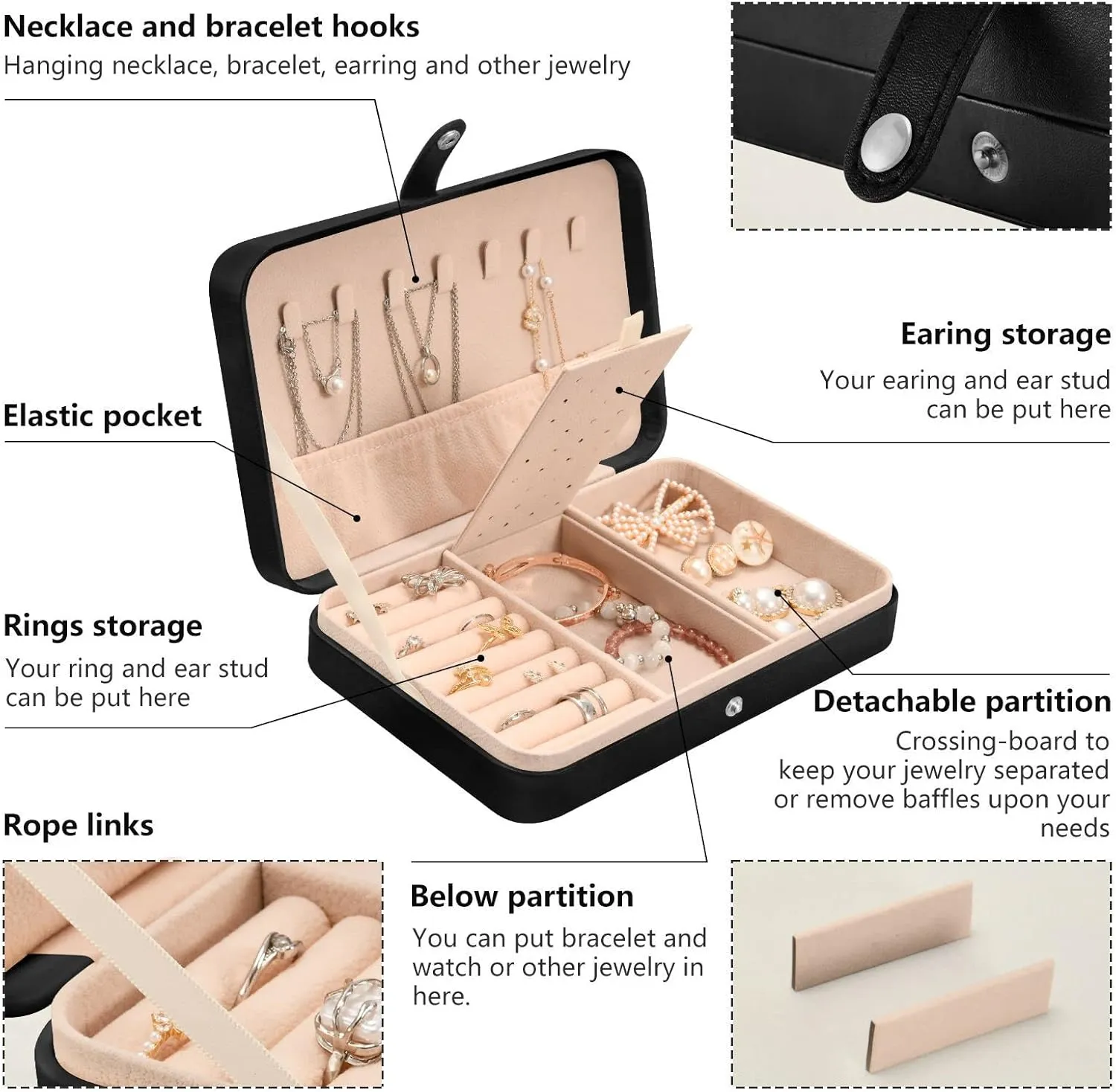 Halloween Bats Jewelry Box for Women Girls, PU Leather Jewelry Travel Organizer, Portable Small Jewelry Case, Personalized Jewelry Storage Holder for Ring Earrings Necklace Bracelet boxes