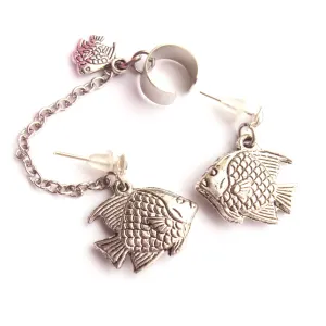 Handmade Beach Ear Cuff Sea Earcuff Set Fake Piercing cartilage ear cuff fake ear cuff ear jacket ear chain silver ear wrap non pierced ear cuff gift