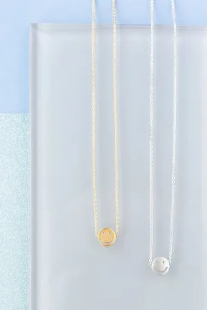 Happy Smile Face Charm Bead Pendant Necklace Gold