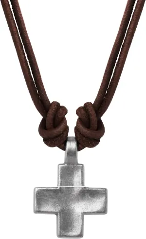 HAQUIL Vintage Classic Antique Cross Pendant, Leather Cord, Cross Jewelry Gift for Men and Women