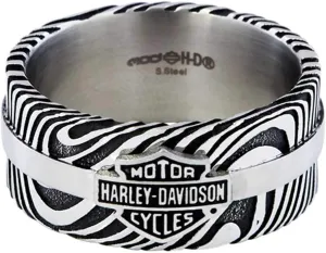 Harley-Davidson Men's Driftwood B&S Logo Ring Band, Stainless Steel HSR0078