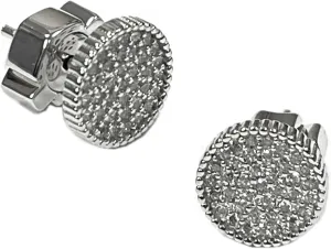 Harley-Davidson Women's Crystal Pave Disc Stud Earrings - Sterling Silver